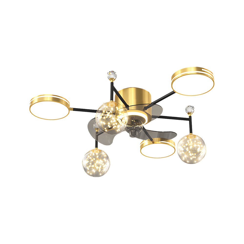 Simple Luxury Stars Ball Modern Ceiling Fan with Light