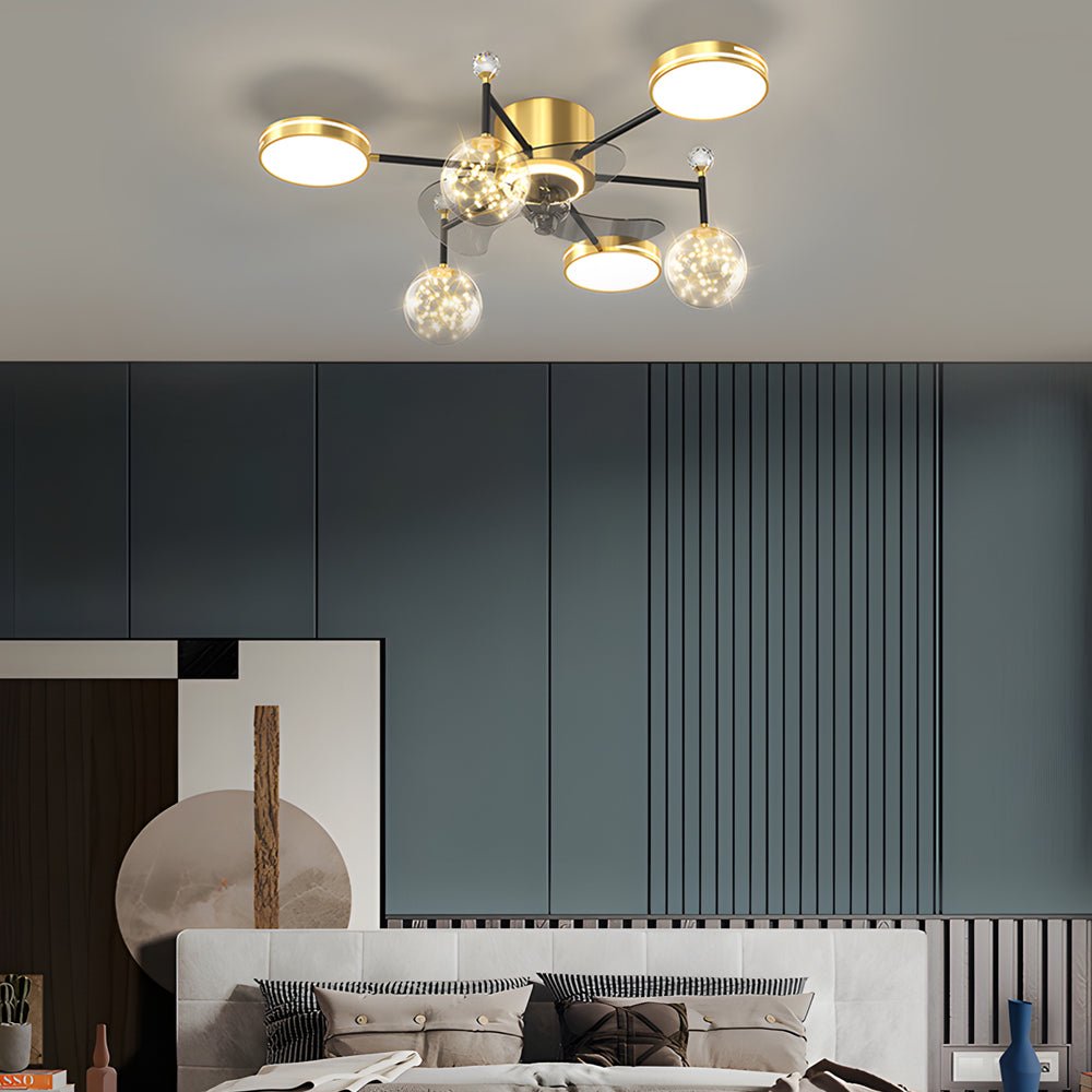 Simple Luxury Stars Ball Modern Ceiling Fan with Light