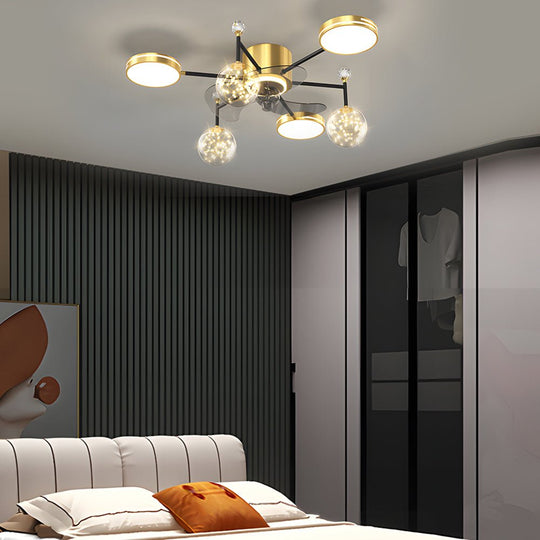 Simple Luxury Stars Ball Modern Ceiling Fan with Light