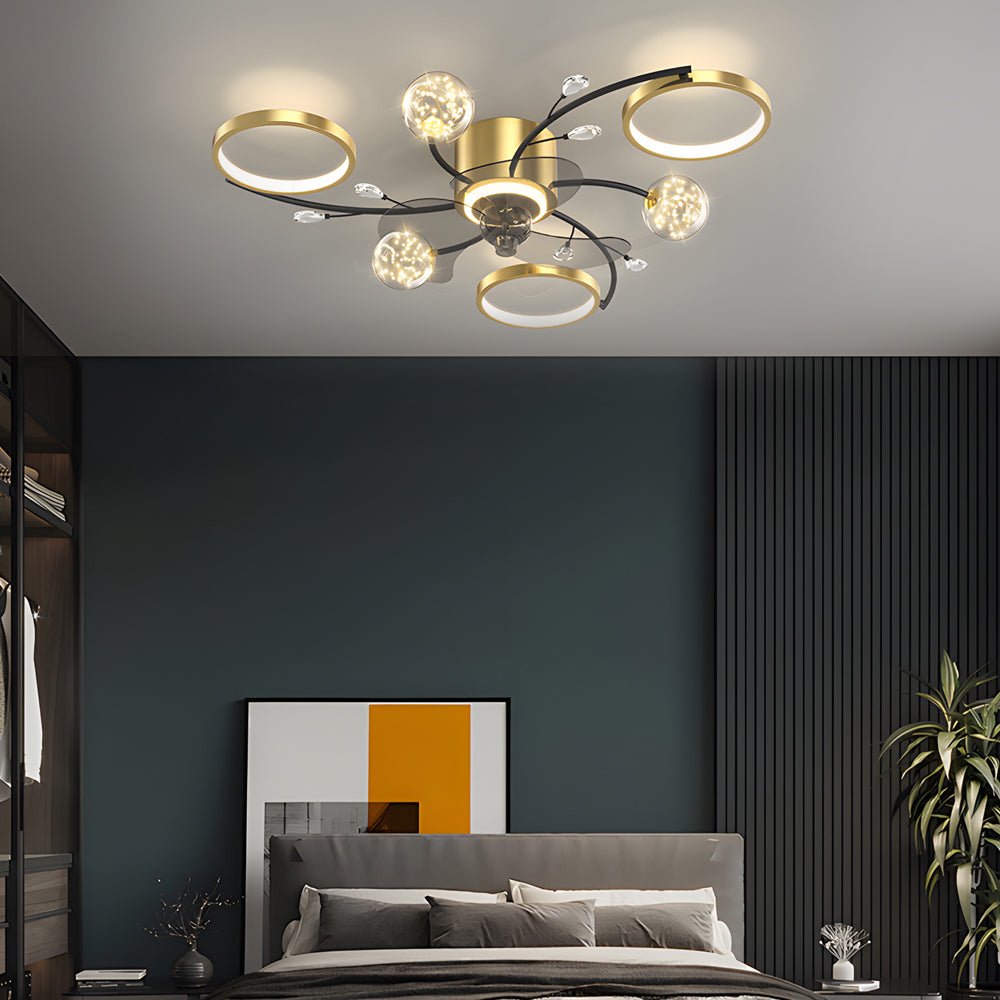 Simple Luxury Stars Ball Modern Ceiling Fan with Light
