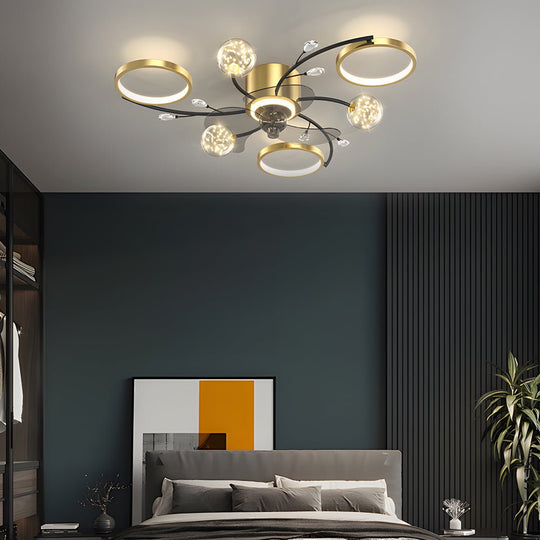 Simple Luxury Stars Ball Modern Ceiling Fan with Light
