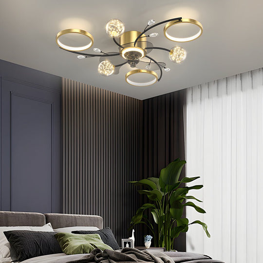 Simple Luxury Stars Ball Modern Ceiling Fan with Light