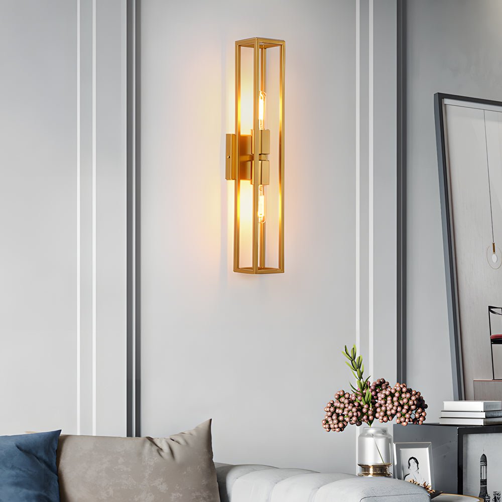 Simple Metal Frame Glass Shade American Style Wall Sconce