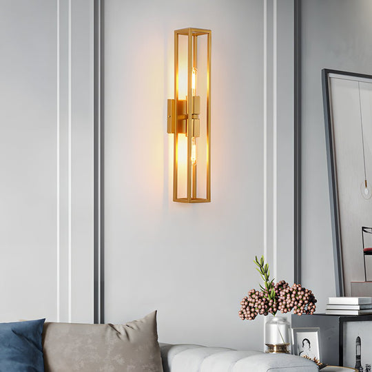 Simple Metal Frame Glass Shade American Style Wall Sconce