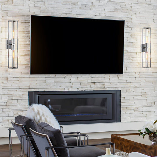 Simple Metal Frame Glass Shade American Style Wall Sconce