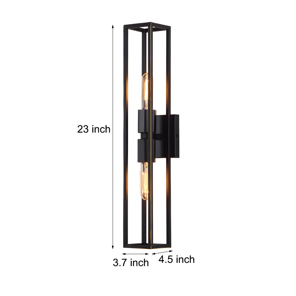 Simple Metal Frame Glass Shade American Style Wall Sconce