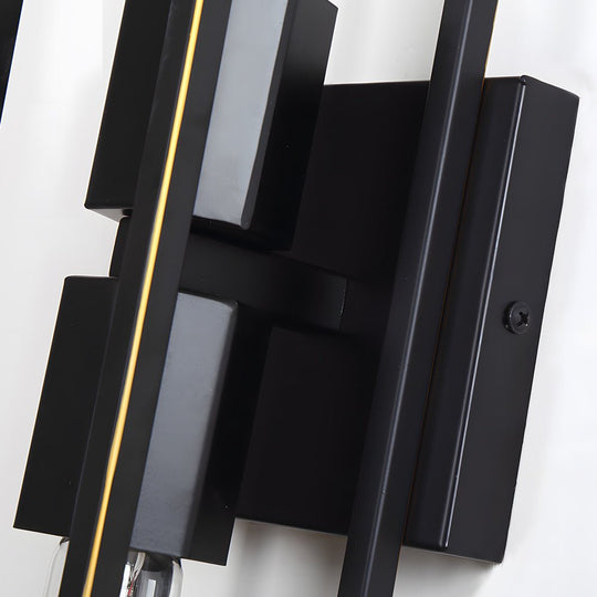 Simple Metal Frame Glass Shade American Style Wall Sconce
