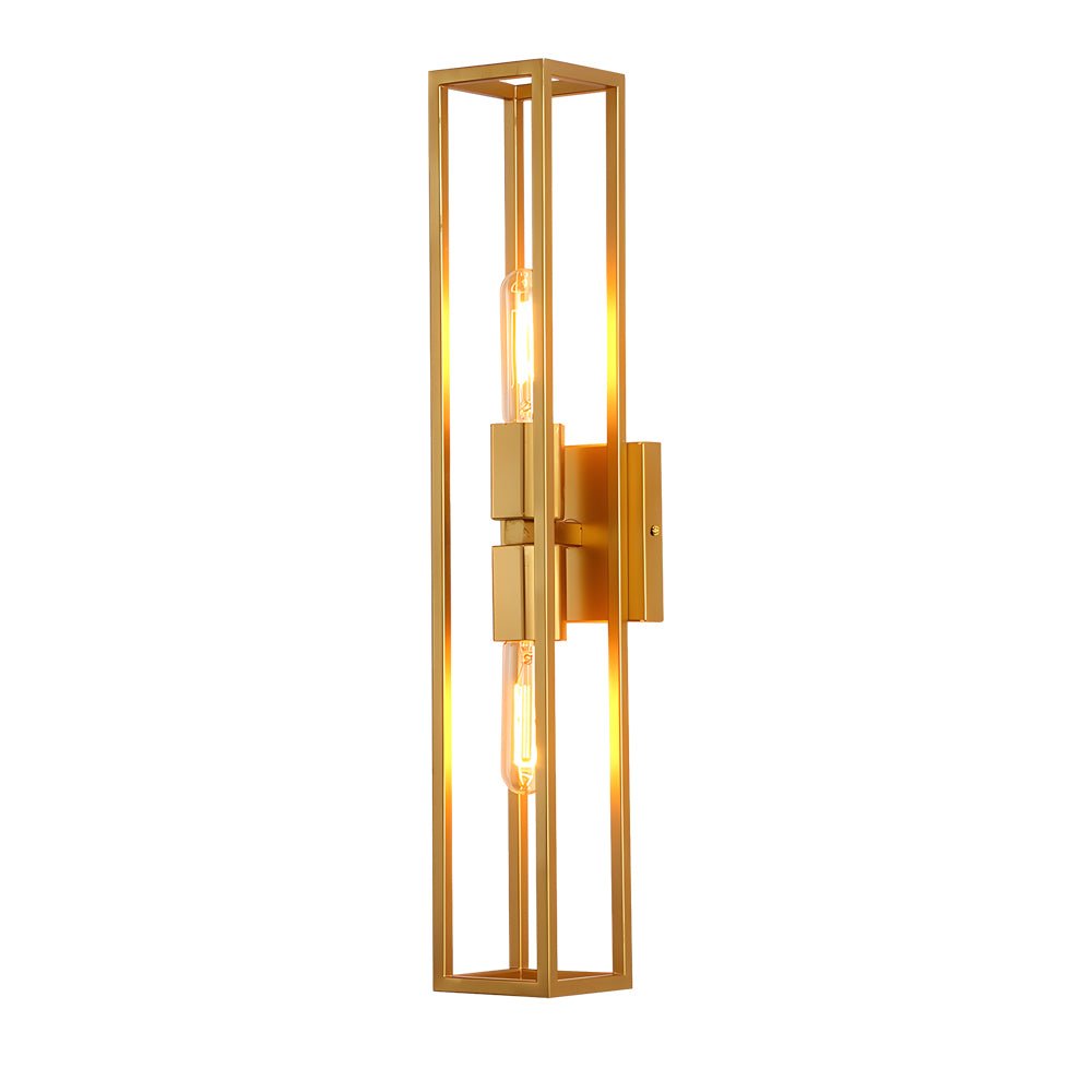 Simple Metal Frame Glass Shade American Style Wall Sconce