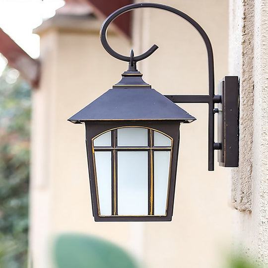 Retro Iron Glass LED Outdoor Wall Light Waterproof