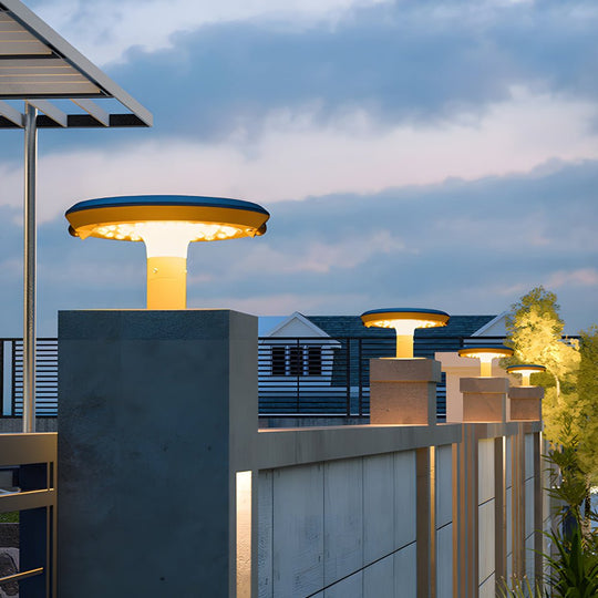 Round Solar Powered LED Post Light with Dual Motion Sensor