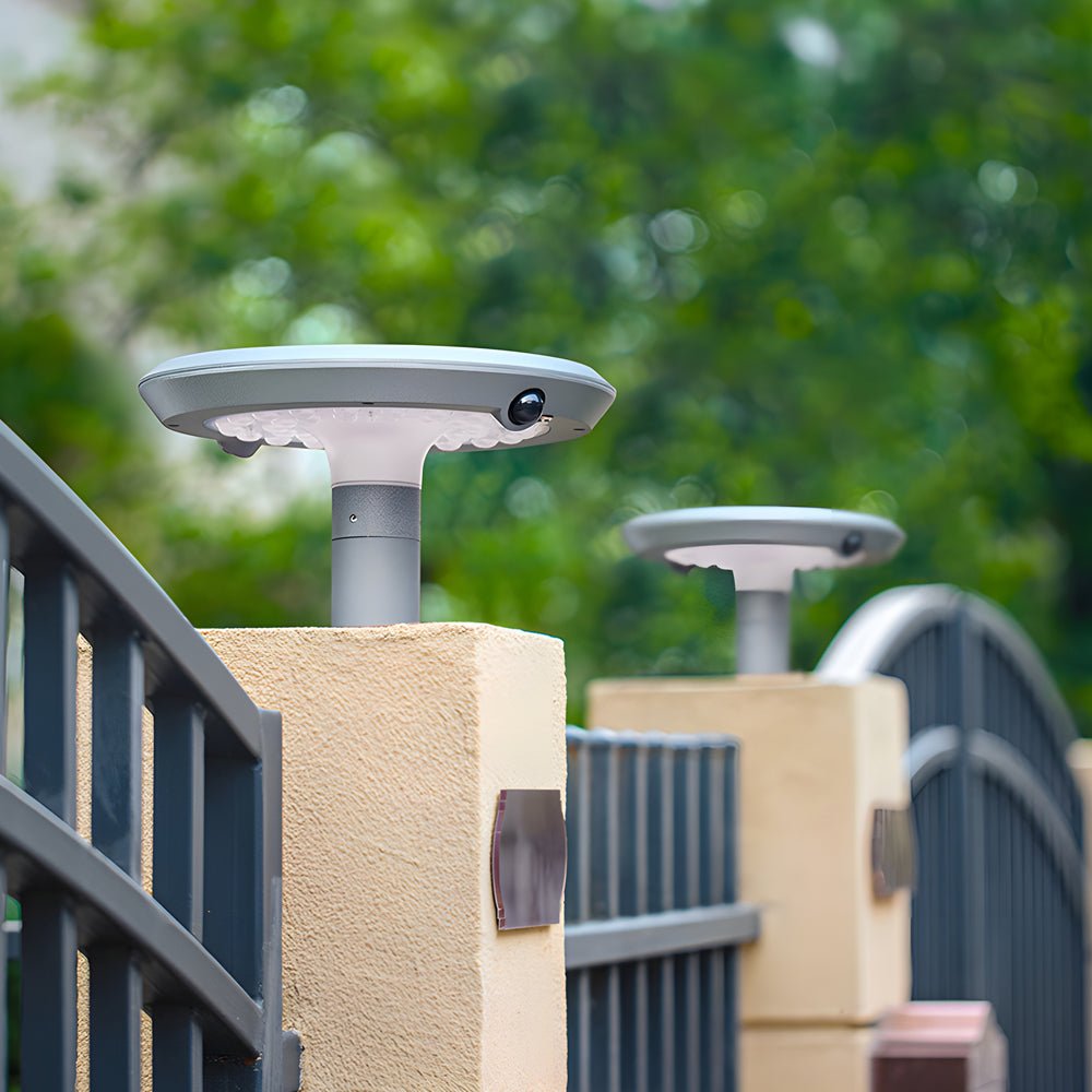 Round Solar Powered LED Post Light with Dual Motion Sensor