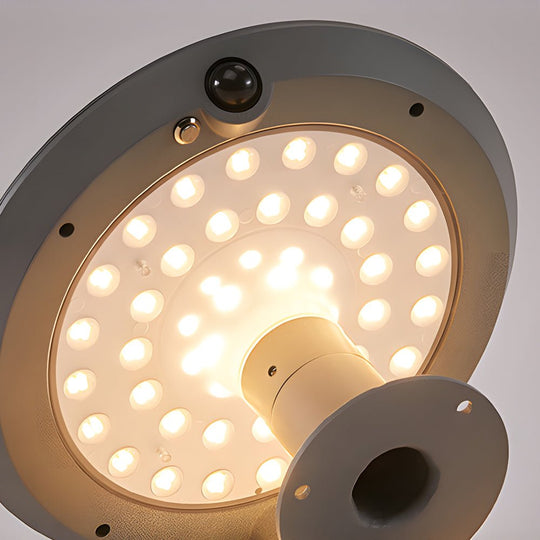 Round Solar Powered LED Post Light with Dual Motion Sensor