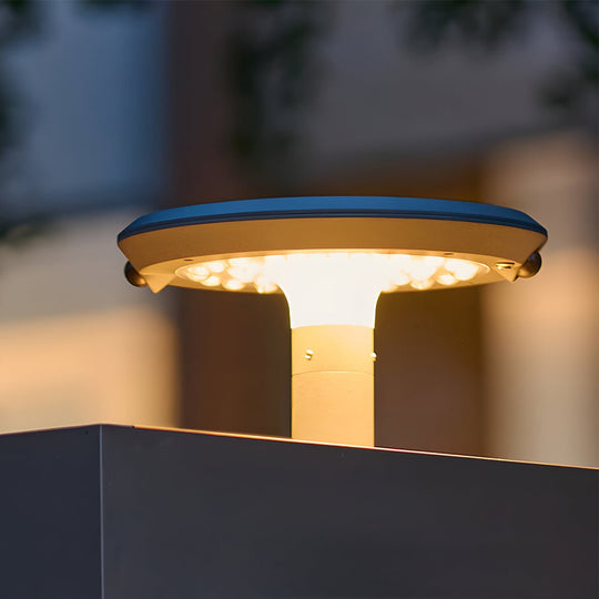 Round Solar Powered LED Post Light with Dual Motion Sensor