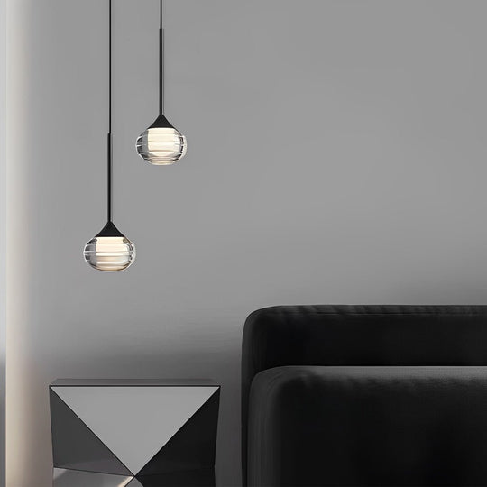 Simple Screw Thread Acrylic Ball Pendant Light – Single or Double Option