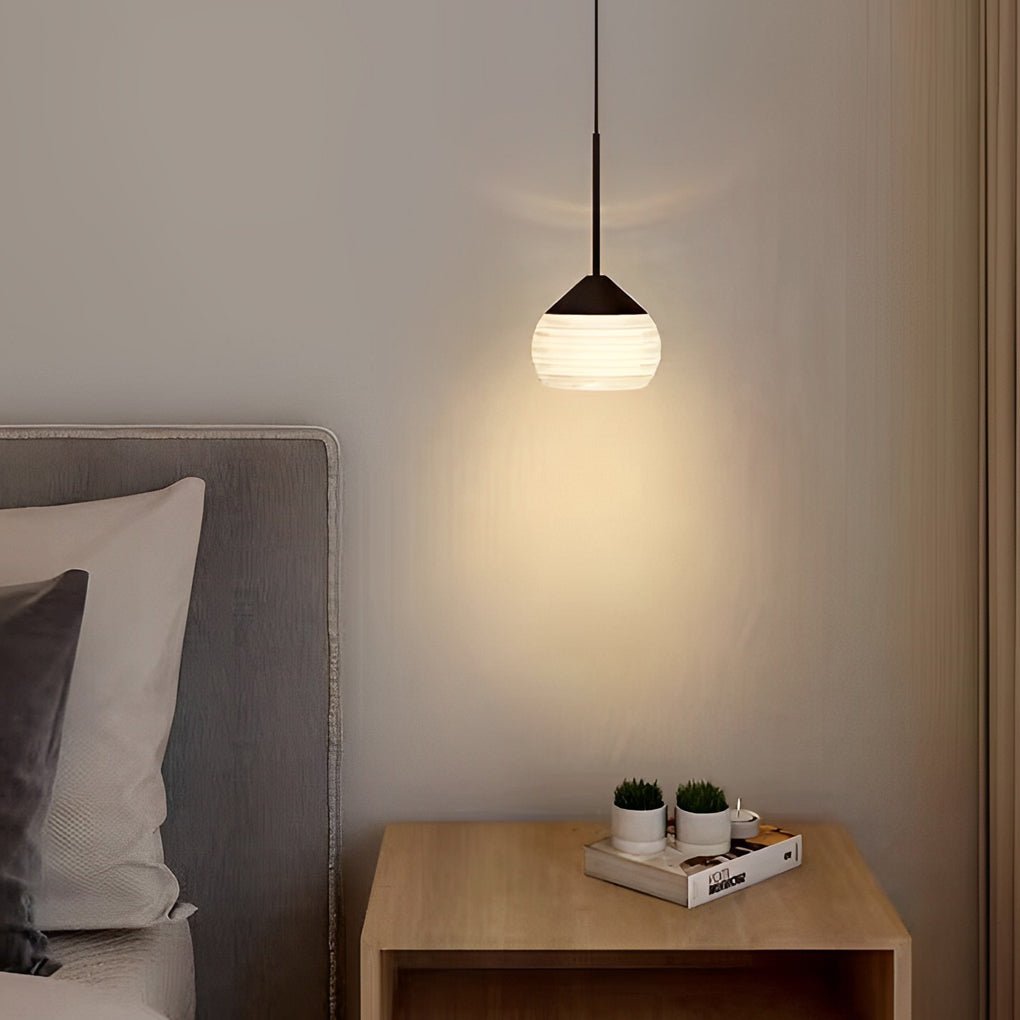 Simple Screw Thread Acrylic Ball Pendant Light – Single or Double Option
