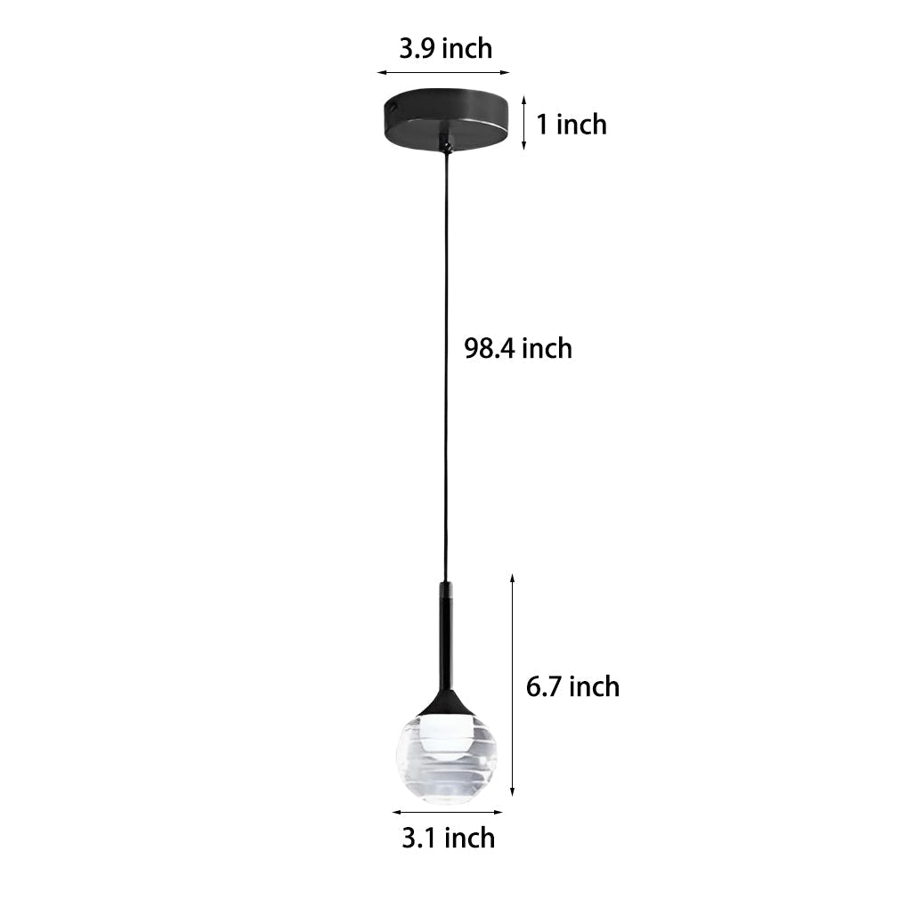 Simple Screw Thread Acrylic Ball Pendant Light – Single or Double Option
