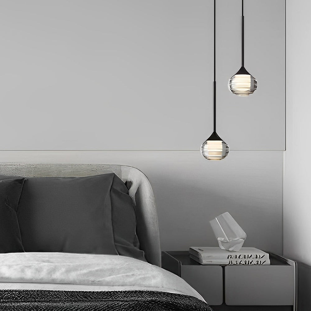 Simple Screw Thread Acrylic Ball Pendant Light – Single or Double Option