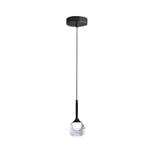 Simple Screw Thread Acrylic Ball Pendant Light – Single or Double Option