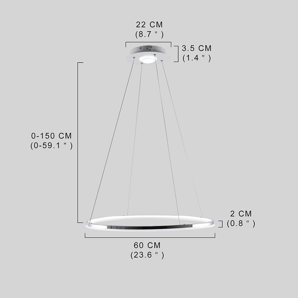 LED Circular Brushed Nickel Modern Pendant Light with Remote