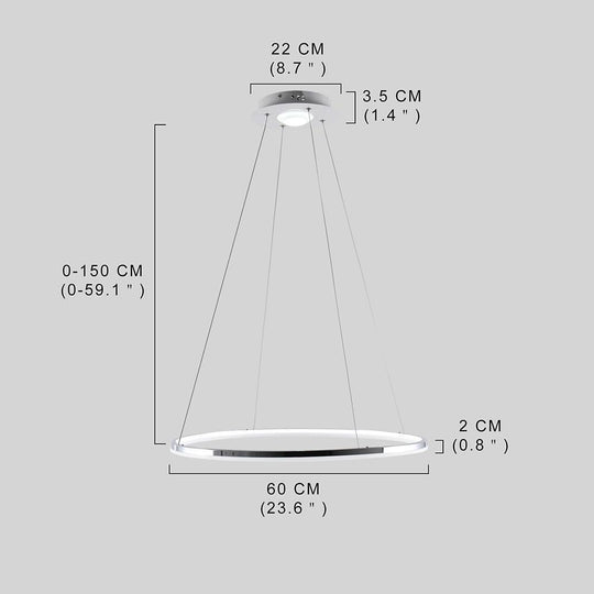LED Circular Brushed Nickel Modern Pendant Light with Remote
