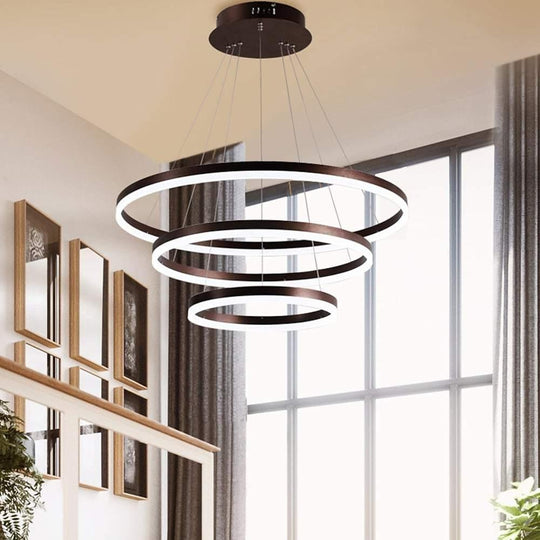 3 Circle Graduated Bedroom Chandeliers Remote Control Ceiling Light