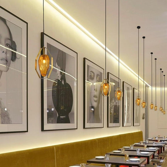 Nordic LED Glass Pendant Light with Electroplated Metal Finish