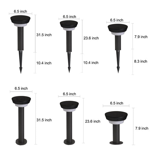 Sleek Modern Black Cylinder LED Solar Path Light with Adjustable Spike & Base