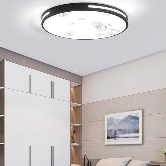 Round Plant Pattern LED Flush Mount Ceiling Light