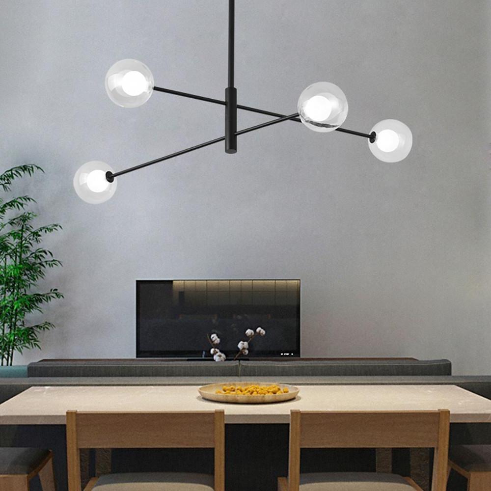 4 Light Glass LED Linear Design Modern Sputnik Chandelier