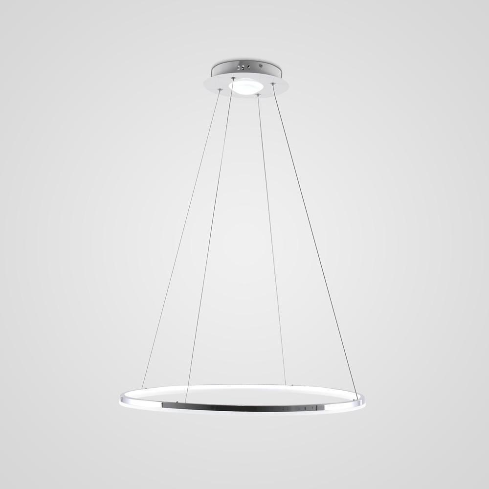 LED Circular Brushed Nickel Modern Pendant Light with Remote