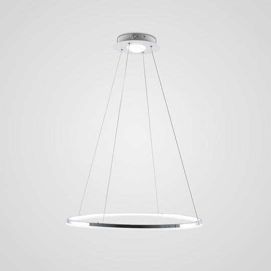 LED Circular Brushed Nickel Modern Pendant Light with Remote