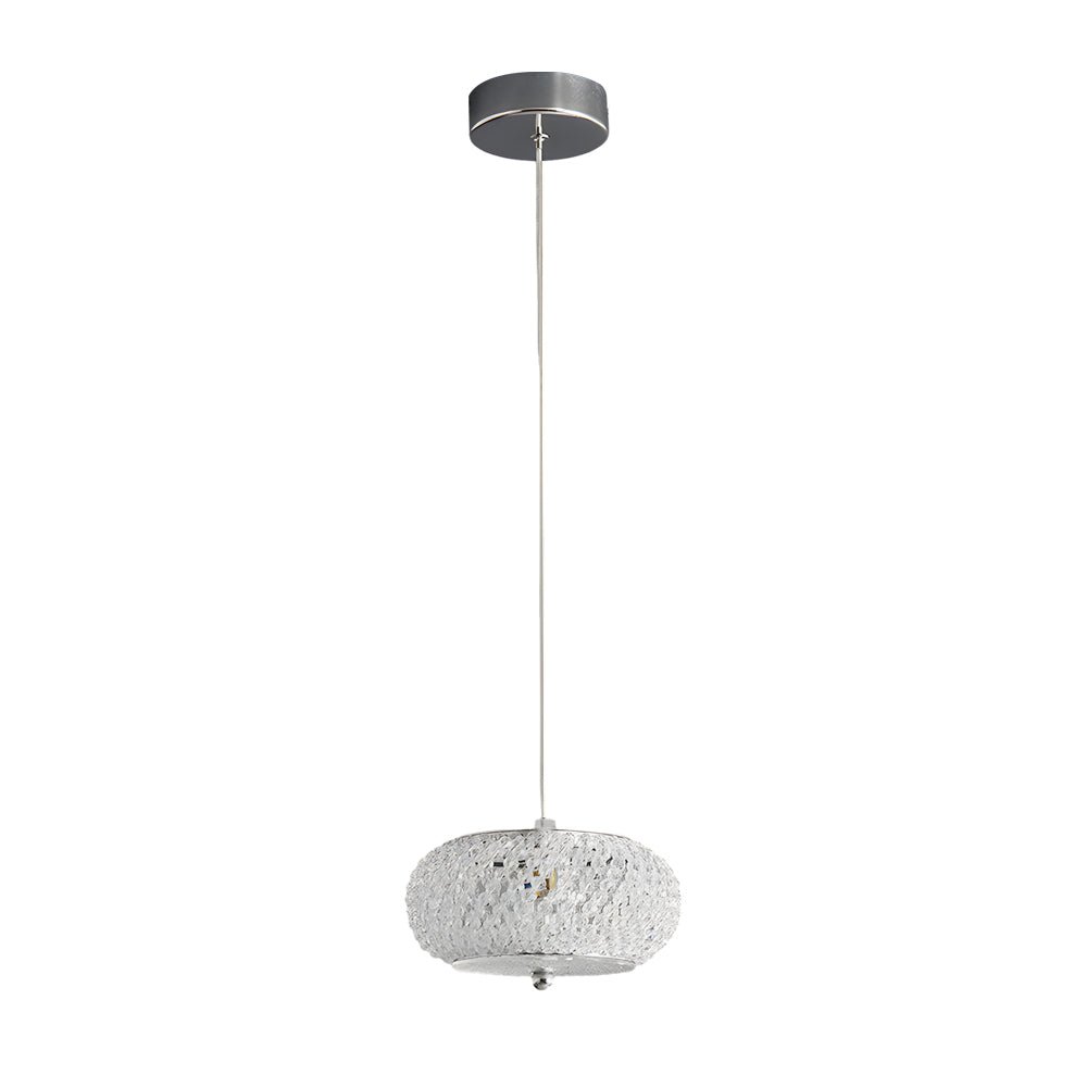 Small Round Drum Crystal LED 3-Step Dimming Modern Pendant Lamp