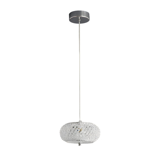 Small Round Drum Crystal LED 3-Step Dimming Modern Pendant Lamp