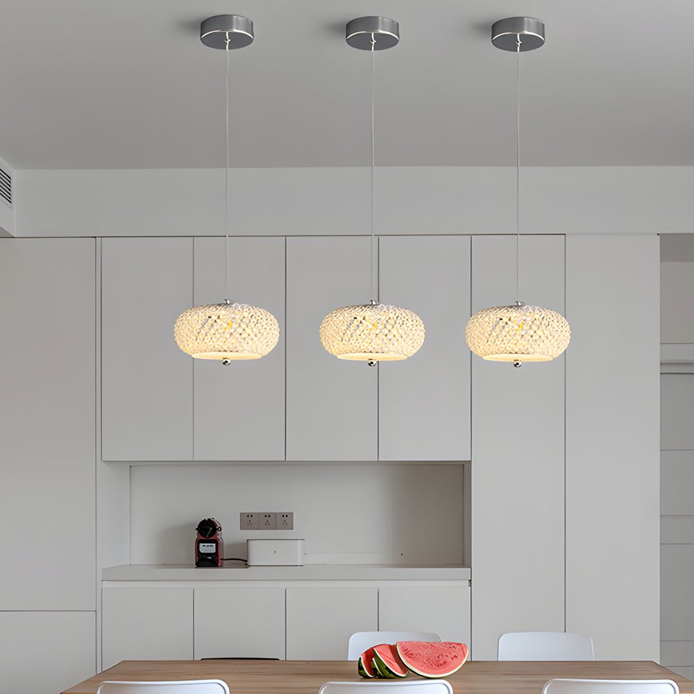 Small Round Drum Crystal LED 3-Step Dimming Modern Pendant Lamp