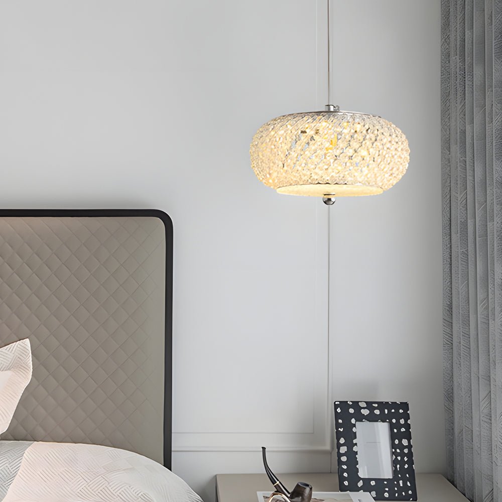 Small Round Drum Crystal LED 3-Step Dimming Modern Pendant Lamp