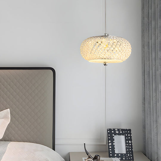 Small Round Drum Crystal LED 3-Step Dimming Modern Pendant Lamp
