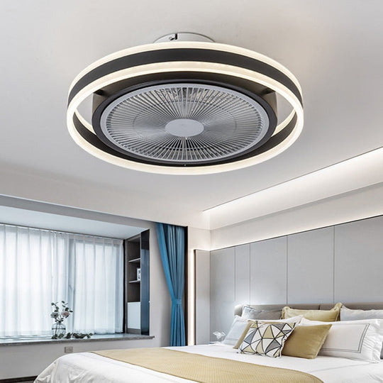 Round Bladeless Inverter Ceiling Fan with Stepless Dimming LED Light