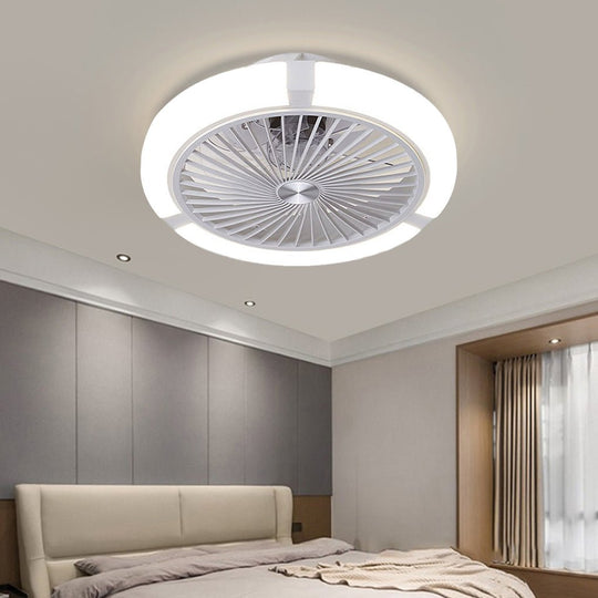 Round Bladeless Inverter Ceiling Fan with Stepless Dimming LED Light