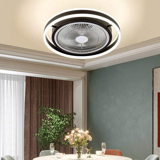Round Bladeless Inverter Ceiling Fan with Stepless Dimming LED Light