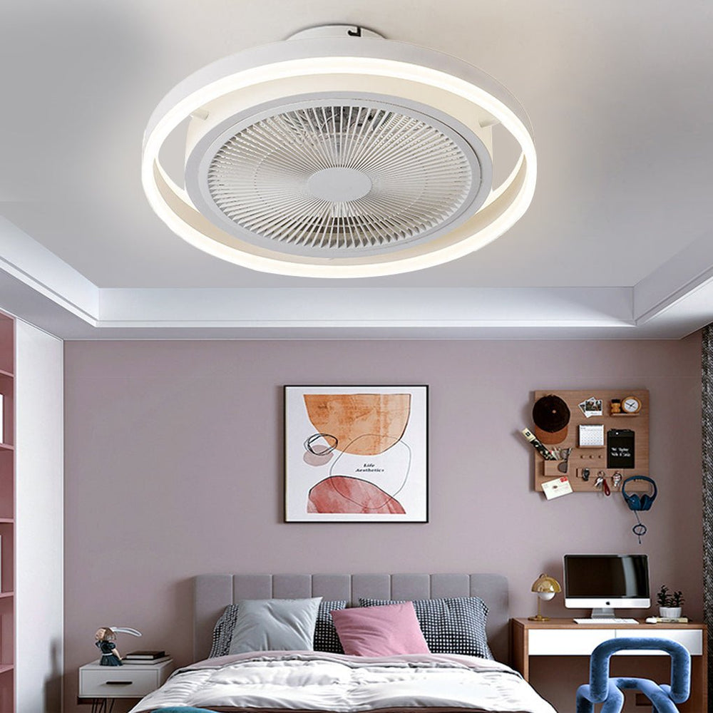 Round Bladeless Inverter Ceiling Fan with Stepless Dimming LED Light