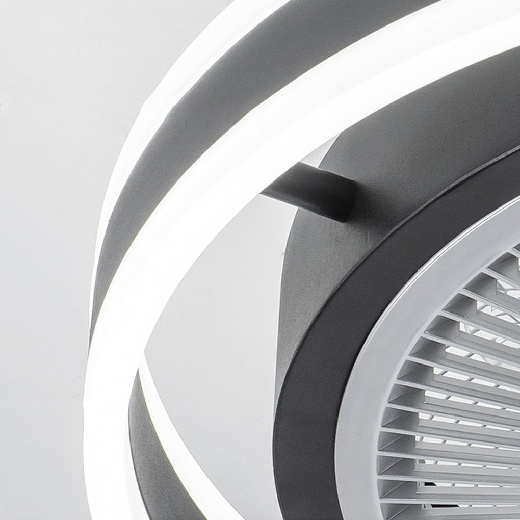 Round Bladeless Inverter Ceiling Fan with Stepless Dimming LED Light