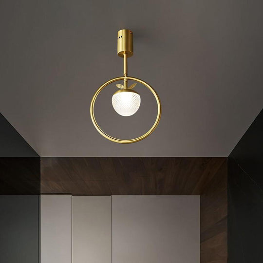 Circle LED Gold Flush Mount Ceiling Light – Modern Nordic Acrylic & Copper Design