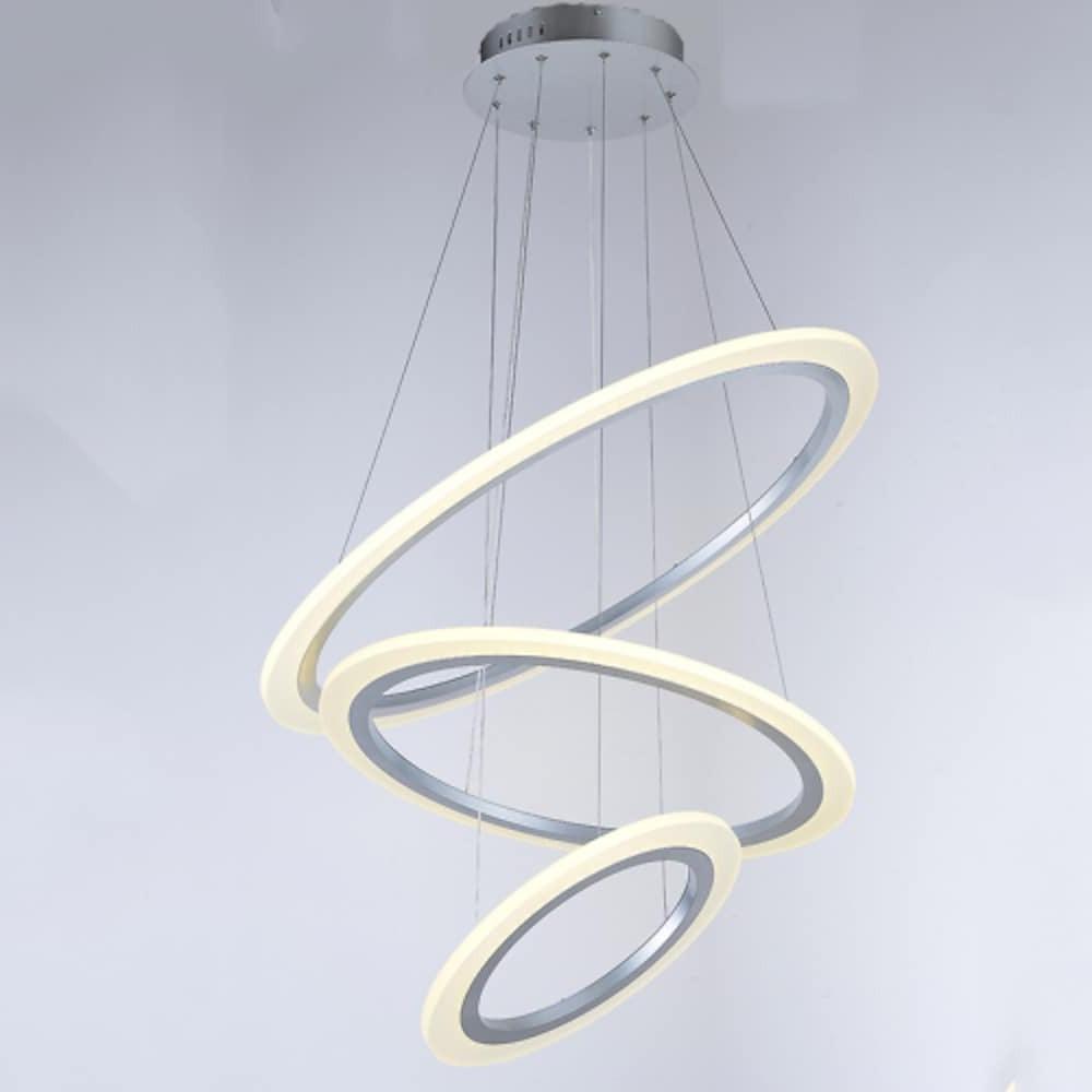 3-Ring Modern Mid Century LED Chandelier