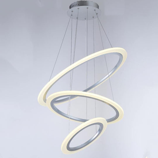 3-Ring Modern Mid Century LED Chandelier