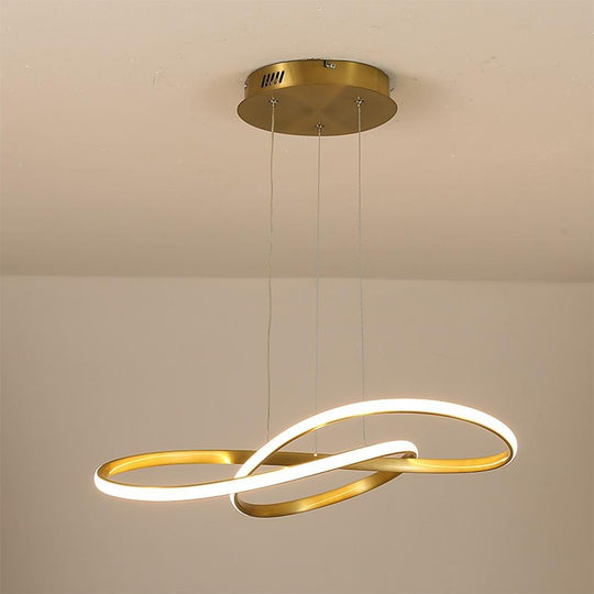 Interweaved Wave LED Gold Modern Hanging Lamp Island Pendant Light