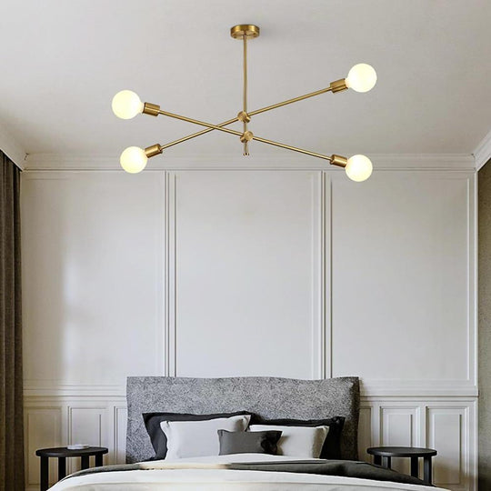 Nordic Style Copper Sputnik Chandelier with 4 Lights