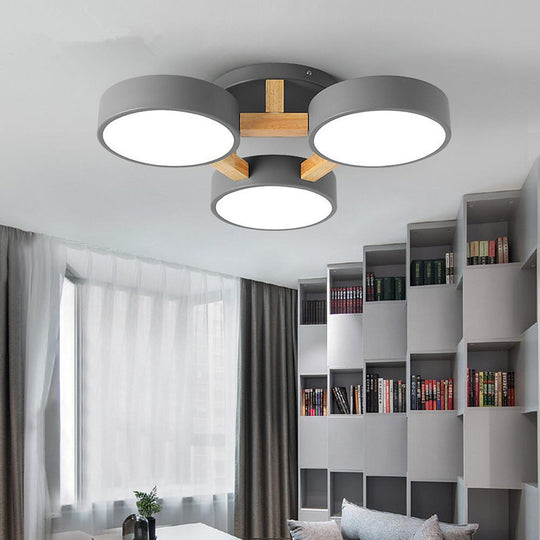 3-Circle LED Flush Mount Ceiling Light with Frosted Shades