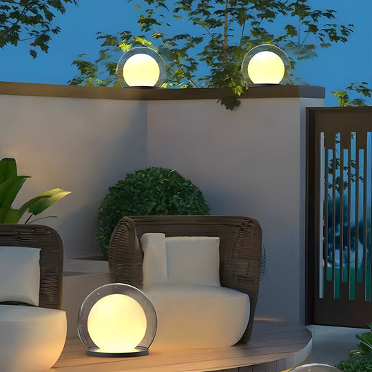 Solar Bubble Lunar Post Light Waterproof Globe Outdoor Lantern Gate Light