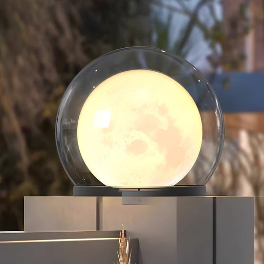 Solar Bubble Lunar Post Light Waterproof Globe Outdoor Lantern Gate Light