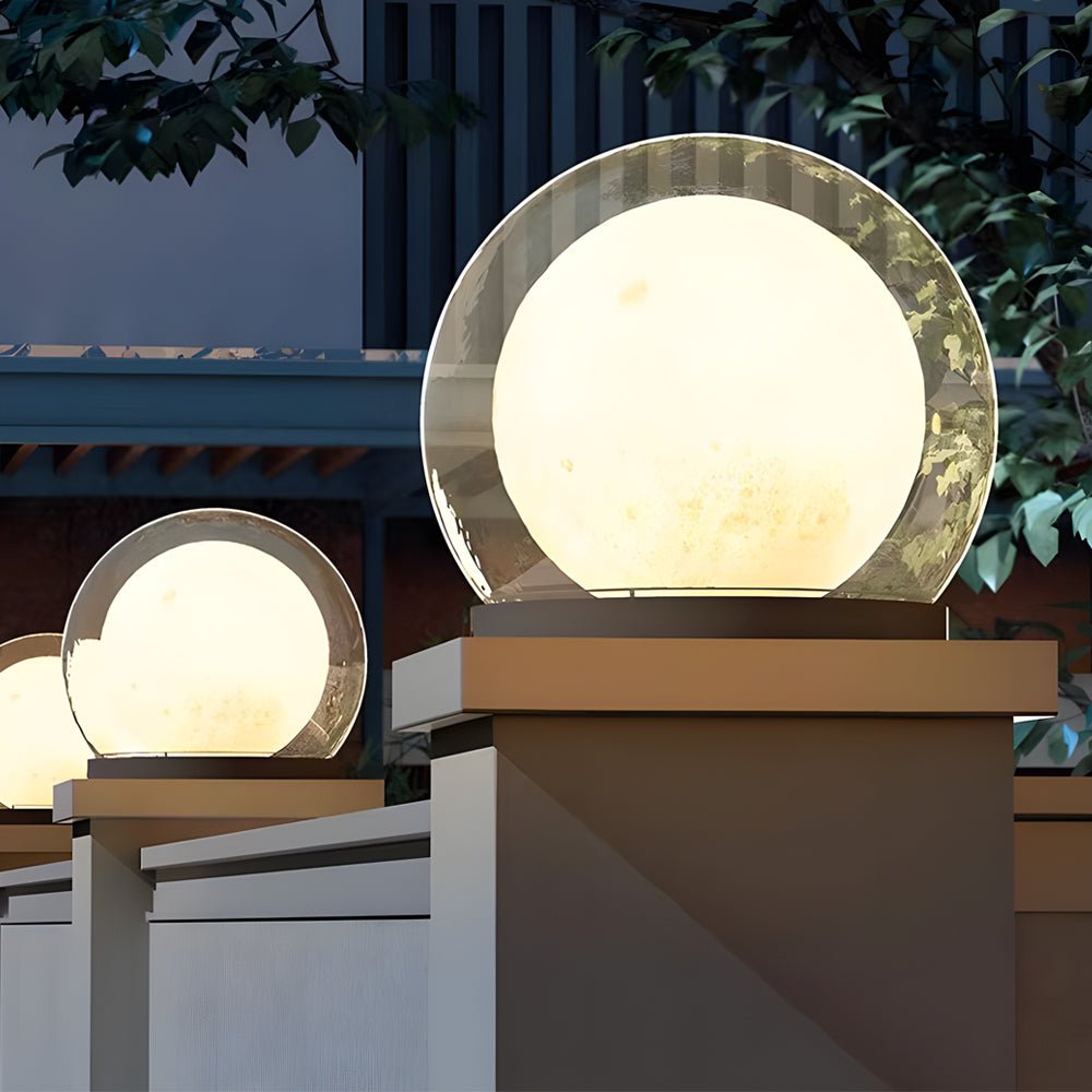 Solar Bubble Lunar Post Light Waterproof Globe Outdoor Lantern Gate Light
